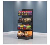 exproyzk Espositore per negozi a 4 ripiani, Espositore alto per snack, Espositore per patatine con ripiani portaoggetti, Organizzatore per scaffalature espositive per negozi(Grey)
