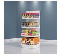 exproyzk Espositore per negozi a 4 ripiani, Espositore alto per snack, Espositore per patatine con ripiani portaoggetti, Organizzatore per scaffalature espositive per negozi(Bianco)