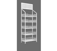 exproyzk Espositore per negozi con ruote, Espositore per snack, Carrello espositore per caramelle e patatine per supermercati e cucine domestiche(Bianco,50x27x140cm)