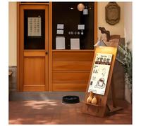 exproyzk Espositore per Poster con Luce, Espositore per cartelloni con Supporto da Pavimento in Legno(Marrone,119.5x49x60cm)