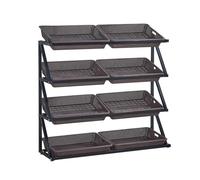 exproyzk Espositore per snack da supermercato, Scaffali espositivi neri indipendenti per negozi, Grande scaffale per snack in metallo per attività commerciali(Marrone,125x35x130cm)