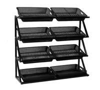 exproyzk Espositore per snack da supermercato, Scaffali espositivi neri indipendenti per negozi, Grande scaffale per snack in metallo per attività commerciali(nero,125x35x130cm)