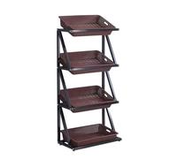 exproyzk Espositore per snack da supermercato, Scaffali espositivi neri indipendenti per negozi, Grande scaffale per snack in metallo per attività commerciali(Marrone,66x35x130cm)