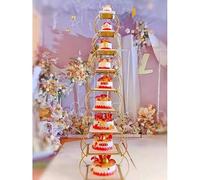 exproyzk Espositore per torte Espositore per torte e dessert a forma di albero in metallo, Espositore per torte per matrimoni, nascite, feste e dessert(8-Tier)