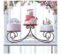 exproyzk Grande espositore per torte Alzata per torte in metallo a 3 piani, per dolci e pasticcini, per matrimoni e compleanni(Marrone)