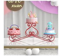 exproyzk Grande espositore rotondo in metallo per torte e dessert, sfondo per arco nuziale, porta palloncini(Red)