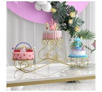 exproyzk Grande espositore rotondo in metallo per torte e dessert, sfondo per arco nuziale, porta palloncini(Gold)