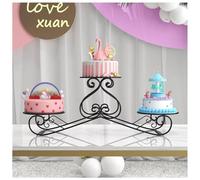 exproyzk Grande espositore rotondo in metallo per torte e dessert, sfondo per arco nuziale, porta palloncini(nero)