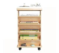 exproyzk Libreria a 4 ripiani con ruote, Libreria mobile per soggiorno, ufficio, biblioteca, Montaggio richiesto(Natural)