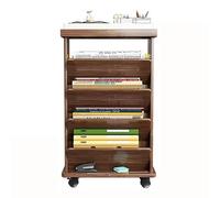 exproyzk Libreria a 4 ripiani con ruote, Libreria mobile per soggiorno, ufficio, biblioteca, Montaggio richiesto(Marrone)