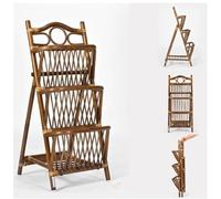exproyzk Libreria a scala, Libreria pieghevole in rattan, Libreria indipendente, Mensole portaoggetti in legno per soggiorno, camera da letto e ufficio