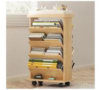 exproyzk Libreria mobile Libreria bifacciale in bambù su ruote, Organizzatore di libri compatto mobile, Carrello portaoggetti con libreria per casa, ufficio o scuola(Natural)