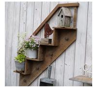exproyzk Mensola da parete Scala retrò da appendere alla parete, Portafiori Portaoggetti da parete per opere d'arte, decorazione da giardino(Natural Left)