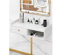 exproyzk Mobiletto da parete Mobile TV sospeso, Consolle multimediale a parete, mobiletto portaoggetti Organizzatore da appoggio per il bagno(White#B,50x30x16cm)