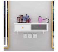 exproyzk Postazione styling a parete con 1 cassetto, Postazione da barbiere con porta asciugacapelli, Attrezzatura galleggiante per spa(Bianco,50x30x16cm)