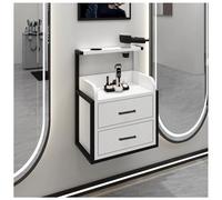 exproyzk Postazione styling a parete con 2 cassetti, Postazione da barbiere con porta asciugacapelli, Attrezzatura portaoggetti galleggiante(White#B)