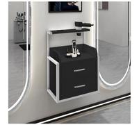 exproyzk Postazione styling a parete con 2 cassetti, Postazione da barbiere con porta asciugacapelli, Attrezzatura portaoggetti galleggiante(Black#C)