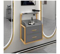 exproyzk Postazione styling a parete con 2 cassetti, Postazione da barbiere con porta asciugacapelli, Attrezzatura portaoggetti galleggiante(Gray#A)