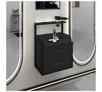 exproyzk Postazione styling a parete con 2 cassetti, Postazione da barbiere con porta asciugacapelli, Attrezzatura portaoggetti galleggiante(Black#B)