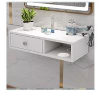 exproyzk Postazione styling a parete con porta asciugacapelli, Attrezzatura per salone di bellezza e barbiere(Bianco,50x30x16cm)