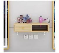 exproyzk Postazione styling a parete con porta asciugacapelli, Attrezzatura per salone di bellezza e barbiere(Natural,70x30x16cm)