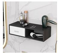 exproyzk Postazione styling a parete con porta asciugacapelli, Attrezzatura per salone di bellezza e barbiere(Black#B,70x30x16cm)