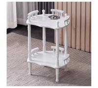 exproyzk Tavolino con posacenere, Tavolino per bevande Tavolino decorativo a 2 ripiani, Tavolino angolare per soggiorno Piccolo comodino(Bianco)