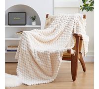 EXQ Home Coperta in pile per divano o letto, coperta decorativa 3D effetto tartaruga, jacquard, accogliente, morbida e leggera, in flanella, adatta per tutte le stagioni (127 x 152 cm, beige)