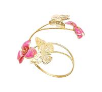 EXQIOUR Bracciale rigido con motivo floreale traforato e farfalla per festival, elegante fascia da braccio scavata, Misura unica, come descritto