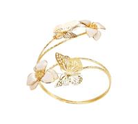 EXQIOUR Bracciale rigido con motivo floreale traforato e farfalla per festival, elegante fascia da braccio scavata, Misura unica, come descritto
