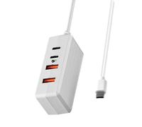 EXQIOUR Cavo splitter di ricarica da tipo C a doppio USB e doppio tipo C per una distribuzione sicura e stabile dell'alimentazione a 4 dispositivi stazione di ricarica USB
