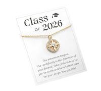 EXQIOUR Collana a tema bussola alla moda con parole incoraggianti, ideale per gli amanti dell'avventura e dei viaggi, One Size, come descritto, come descritto