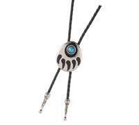 EXQIOUR Cravatta da uomo con pietre preziose turchesi e artiglio d'orso, cravatta regolabile per rodeo o abiti da sposa, collana regolabile con cravatta Western Bolo, bianco, Taglia unica