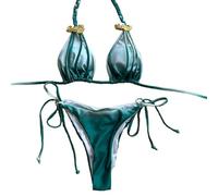 EXQIOUR Elegante costume da bagno a due pezzi per le donne Trend Tie Dyeing Tankini Set regolabile legato ad asciugatura rapida in nylon Split Beachwear Split Set di costumi da bagno a due pezzi