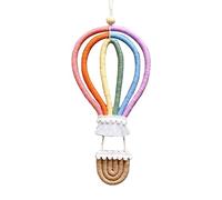 EXQUILEG Arazzo da parete in stile bohémien, macramè, decorazione da parete in tessuto con mongolfiera arcobaleno (piccolo)