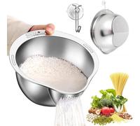 Exquilnova Filtro per riso,Rondella per riso con setaccio laterale,Ciotola per il lavaggio del riso in acciaio inossidabile per la pulizia del riso,Filtro per la pulizia di frutta, fagioli e verdure