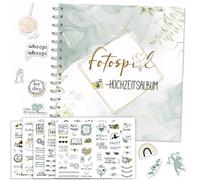 Exquilnova Libro degli ospiti per matrimonio, libro di nozze con adesivo gratuito, 50 pagine, 21 x 21 cm, album di nozze per ricordi, matrimonio, libro degli ospiti personalizzato per decorazione di