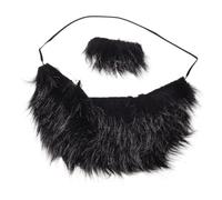 EXQUIMEUBLE 1 Set Barba Divertente Barba Finta Baffi Barba Finta Marrone Barba Finta Da Festa Barba Finta Per Costume Grigio Costume Da Barba Castana Baffi Grigi Barbe Black Poliestere
