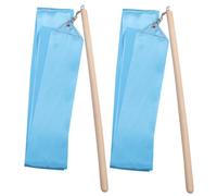 EXQUIMEUBLE 2 Pezzi Nastro da Ballo Ritmico 2m per Ginnastica | Impugnatura in Legno e Parte in Seta, per Danza Orientale e Ginnastica, Colore Blu, Facile da Apprendere