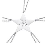 EXQUIMEUBLE 5pezzi Collana Amicizia Puzzle Stella Cinque Punte Set Acciaio Inossidabile con Ciondolo e Catena Gioielli Creativi per Famiglia e Migliori Amiche