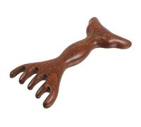 EXQUIMEUBLE Pettine Legno Per Massaggio Del Capelluto Con Denti Larghi e Design Unico Forma Di Corna Strumento Manuale Per Detangling e Benessere Dei Leggero e Portatile