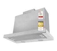 Exquisit FSH62-21 - Cappa aspirante per ombrellone piatto, classe di efficienza energetica C, in acciaio inox, 60 cm di larghezza, dispositivo da incasso, filtro ai carboni attivi