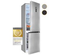 Exquisit KGC350-105-NF-040C inoxlook | Volume 347 L | Frigorifero congelatore senza gelo | Arresto della porta sostituibile | Frigorifero congelatore freestanding