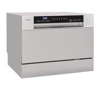 Exquisit® Lavastoviglie 55 cm colore argento, 6 servizi, 7 programmi, indicatore mancanza di sale e lucidante, programma 30 minuti, avvio diverso, consumo 49 kWh/100 cicli, dimensioni 43,8