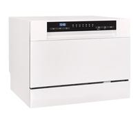 Exquisit® Lavastoviglie compatta da 55 cm, da tavolo colore bianco, 6 servizi, 7 programmi, avvio differito 24 ore, consumo 49 kWh/100 cicli, dimensioni 43,8 x 55 x 50 cm, installazione