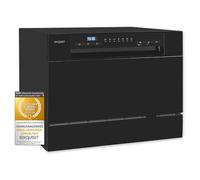 Exquisit® Lavastoviglie compatta da 55 cm per tavolo colore nero, 6 servizi, 7 programmi, avvio differito 24 ore, consumo 49 kWh/100 cicli, dimensioni 43,8 x 55 x 50 cm.