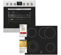 Exquisit Set di fornelli da incasso EHE185-HBZ-020 in acciaio inox, capacità 75 l, 9 programmi per forno, piano cottura con telaio