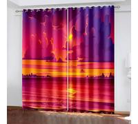 Exquisite Curtai Blackout Curtai Liig - Suset Cloud Mare Lago Sceery 280x300cm Eergy Savig Thermal Curtai con Occhiello Top Privacy Protetto per Camera da L, A-4, W75cm (29.5") x H166cm (65") x 2