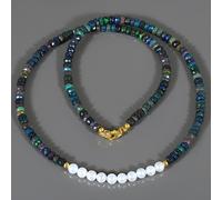 Exquisite Fatto a Mano Welo Fuoco Nero Opale & Perle Perline Collana Catena AAA