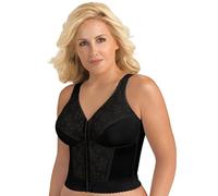Exquisite Form, 5107565, Reggiseno senza ferretto, a bustino, per schiena e postura, completamente dimagrante, con chiusura frontale e pizzo, nero, 44DD